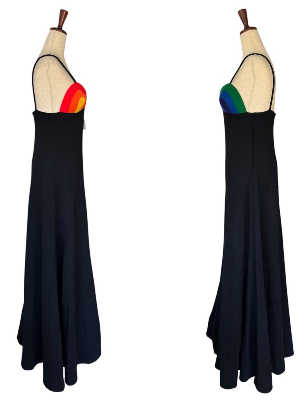 Vintage 70s Carol Paulson for Rainbow of California Black Maxi Dress Rare Mod S - Picture 11 of 14
